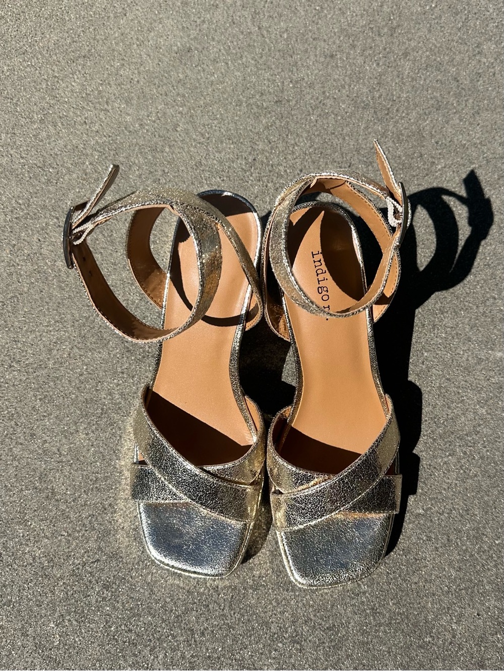 Metallic gold platform heels